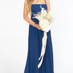 Show Me Your Mumu Navy Floor-length Gown with Slit